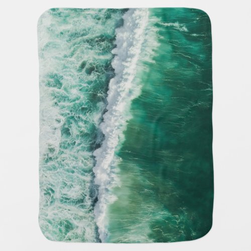 Turquoise Aerial Wave Drone Shot Baby Blanket