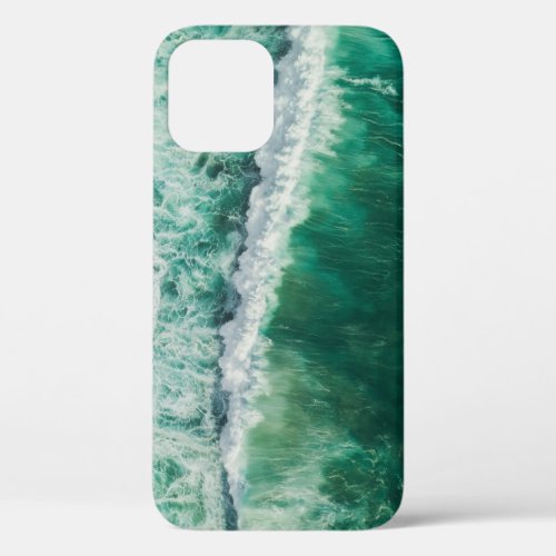 Turquoise Aerial Wave Drone Shot iPhone 12 Case