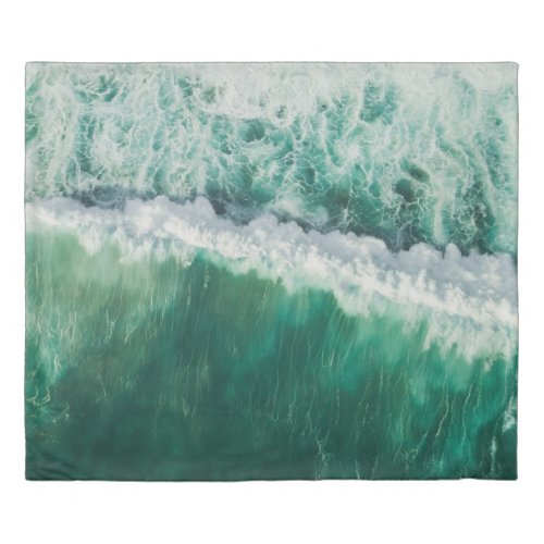 Turquoise Aerial Wave Drone Shot Duvet Cover