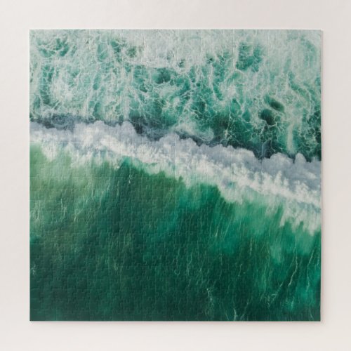 Turquoise Aerial Wave Drone Shot Jigsaw Puzzle