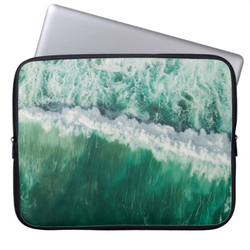 Turquoise Aerial Wave Drone Shot Laptop Sleeve