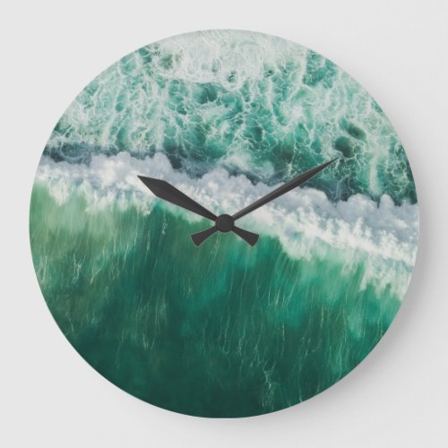 Turquoise Aerial Wave Drone Shot Large Clock