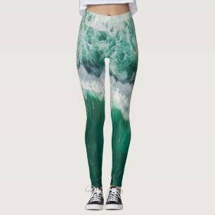 Turquoise Aerial Wave: Drone Shot Leggings