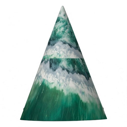 Turquoise Aerial Wave Drone Shot Party Hat