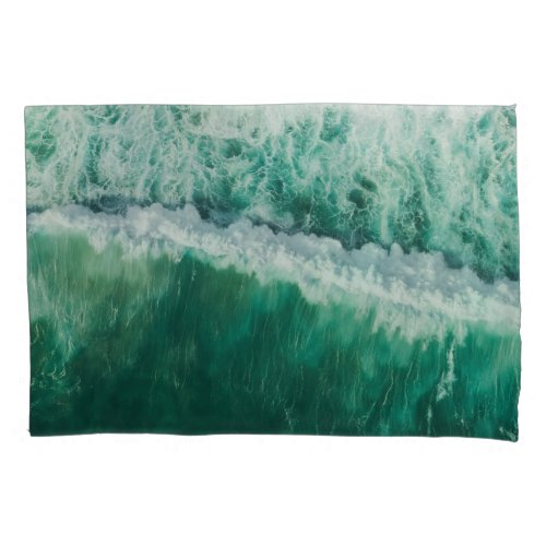 Turquoise Aerial Wave Drone Shot Pillow Case
