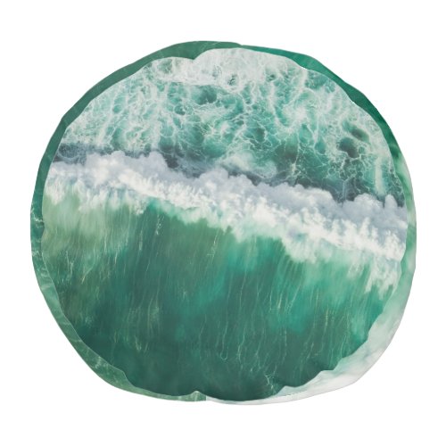 Turquoise Aerial Wave Drone Shot Pouf
