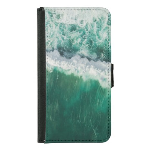 Turquoise Aerial Wave Drone Shot Samsung Galaxy S5 Wallet Case