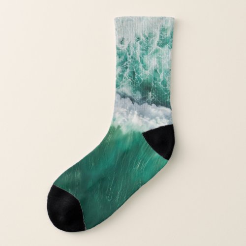 Turquoise Aerial Wave Drone Shot Socks