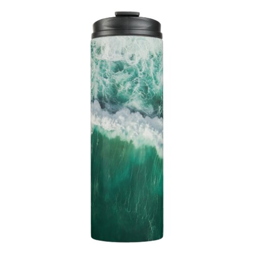 Turquoise Aerial Wave Drone Shot Thermal Tumbler