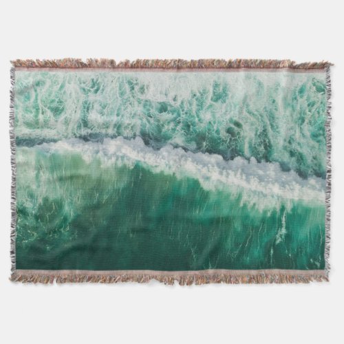 Turquoise Aerial Wave Drone Shot Throw Blanket