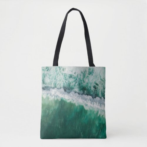 Turquoise Aerial Wave Drone Shot Tote Bag