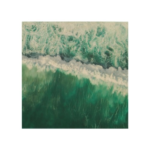 Turquoise Aerial Wave Drone Shot Wood Wall Art