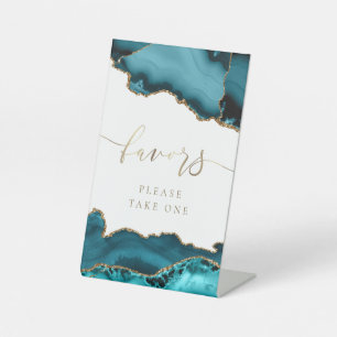 turquoise agate favors pedestal sign