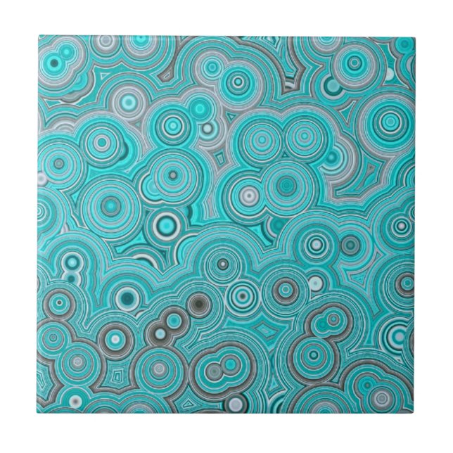 Turquoise Agate Flow – Elegant Abstract Pattern Ceramic Tile (Front)