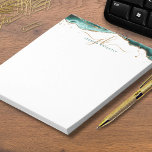 Turquoise Agate Geode Script Monogram Gold Glitter Notepad<br><div class="desc">Personalized elegant 5.5x6" Notepad featuring turquoise, teal agate geode and marble accented with faux gold glitter and fancy handwritten script monogram initials in gold and name in turquoise on white paper. CHANGES: The text font style, color, size and placement can be changed in EDIT for a custom look. ASSISTANCE: For...</div>