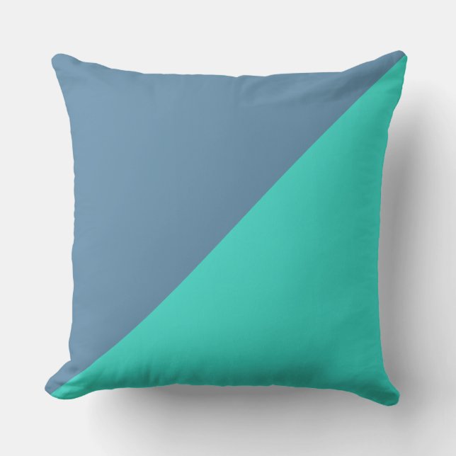 Turquoise & Air Force blue Solid Color Throw Pillow (Front)