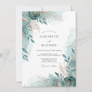 Turquoise Airy Coastal Wedding Invitation