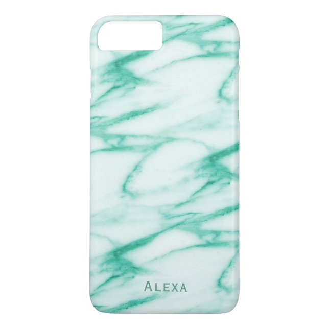 Turquoise Alabaster Marble Pattern with Name Case-Mate iPhone Case (Back)