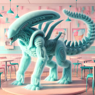 Turquoise Alien Xenomorph  In Ice Cream Parlor 2 Poster