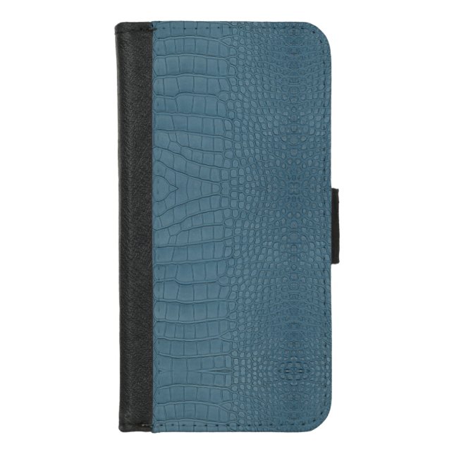 Turquoise Alligator Texture Print iPhone Wallet Case (Front)