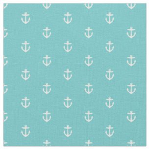 Turquoise Anchor Print Fabric