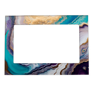 Turquoise and Amethyst Abstract Magnetic Frame