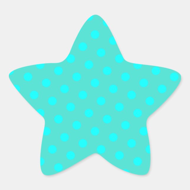 Turquoise and Aqua Polka Dots Star Sticker (Front)