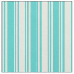 [ Thumbnail: Turquoise and Beige Colored Lines/Stripes Pattern Fabric ]