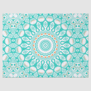 Turquoise and Beige Ocean Mandala Pattern Tissue Paper