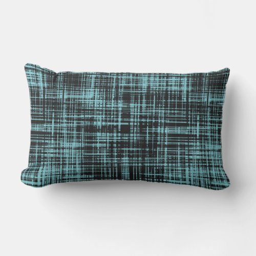 Turquoise and Black Abstract Stripe Pattern Lumbar Pillow