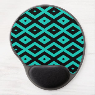 Turquoise and black diamond pattern gel mouse pad