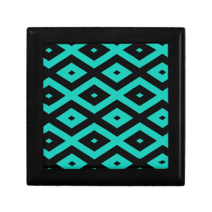 Turquoise and black diamond pattern gift box