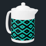Turquoise and black diamond pattern teapot<br><div class="desc">Turquoise and black diamond pattern</div>