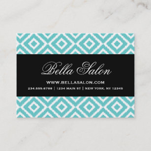 Turquoise and Black Ikat Diamonds Business Card