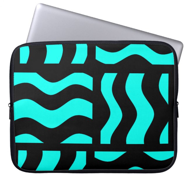 Turquoise and Black Laptop Case Various Sizes (Front)
