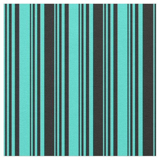 Turquoise and Black Lines Pattern Fabric
