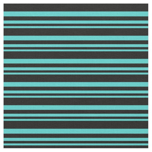 Turquoise and Black Lines Pattern Fabric