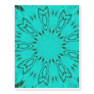 Turquoise and black nine-pointed star temporary tattoos