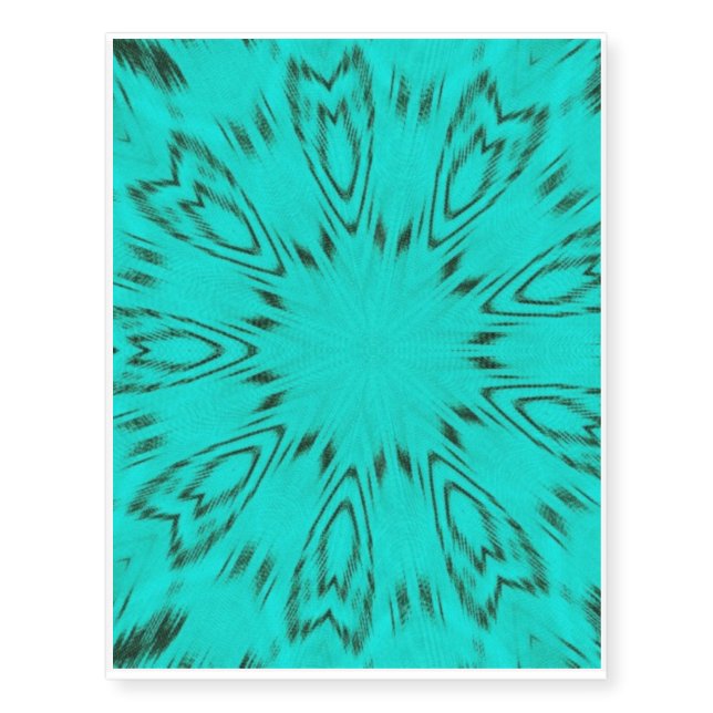 Turquoise and black nine-pointed star temporary tattoos (Front)