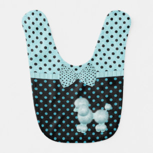 Turquoise and Black Polka Dot Poodle Baby Bib
