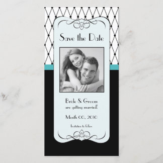 Turquoise and Black Save the Date Photo Cards