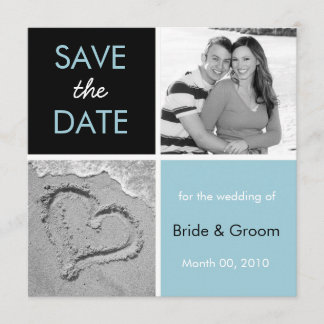Turquoise and Black Save the Date Photo Cards
