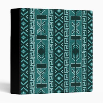 Turquoise And Black  Southwest Aztec Print Pattern Binder by macdesigns2 at Zazzle