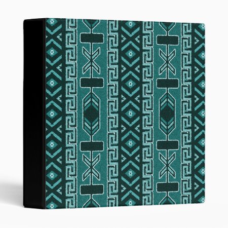 Turquoise And Black  Southwest Aztec Print Pattern Binder