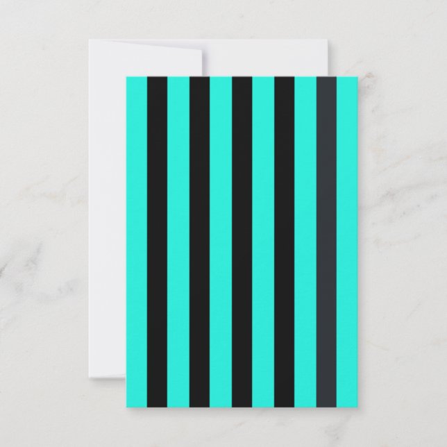 Turquoise and black striped RSVP card (Front)