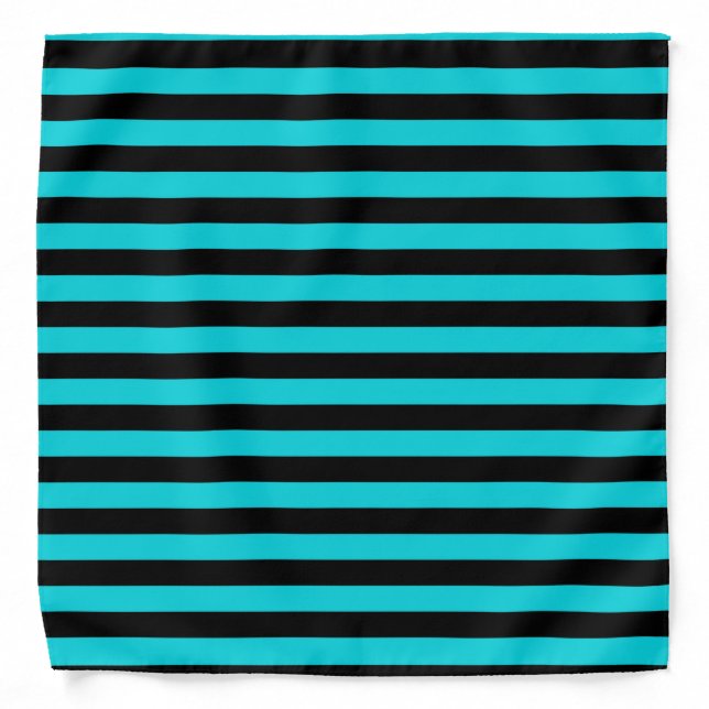 Turquoise and Black Stripes Bandana (Front)