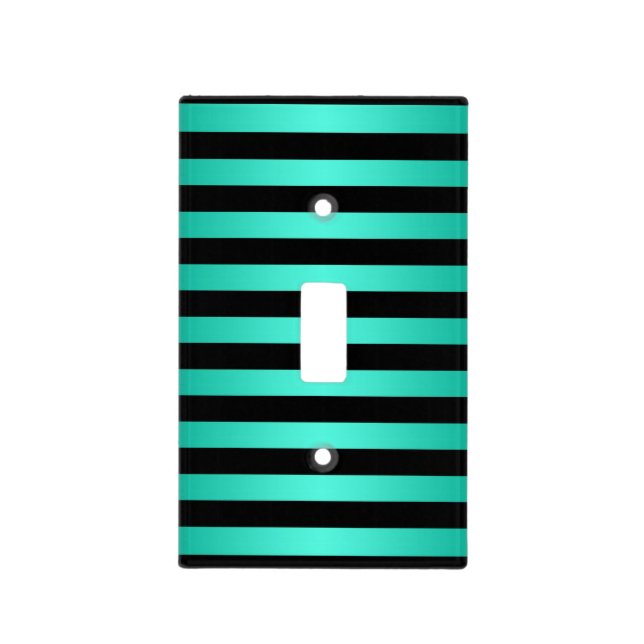 Turquoise and Black Stripes Light Switch Cover (Front)