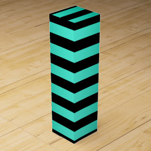 Turquoise and Black Stripes Wine Gift Box
