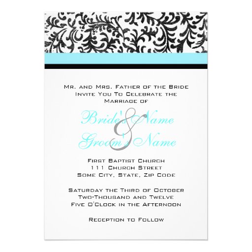 Turquoise And Black Wedding Invitations 7