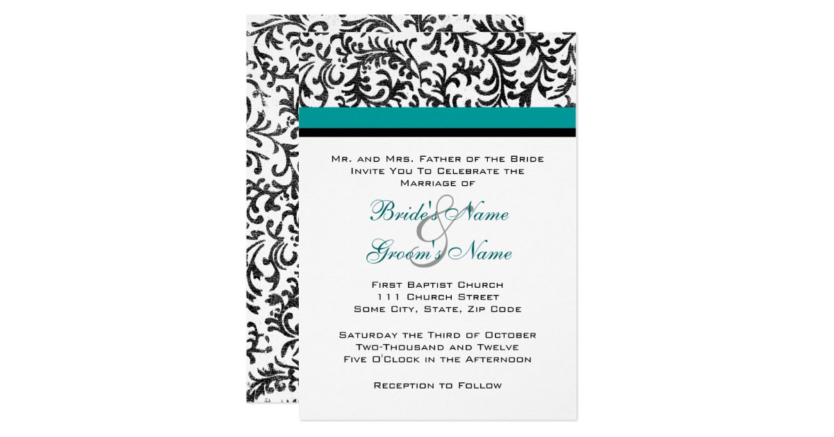 Turquoise And Black Wedding Invitations 9